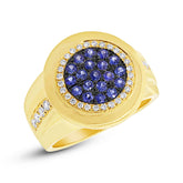 0.32ct Diamond & 0.53ct Blue Sapphire 14k Yellow Gold Men's Ring Size 7